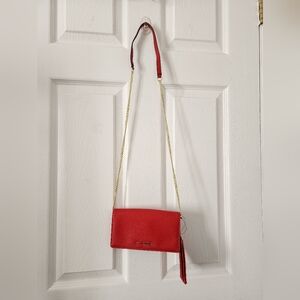 Red Karl Lagerfeld Wallet On Crossbody Chain